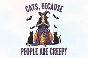 Sarcastic Halloween Cat Witch Creepy, an Illustration by CraftArtStudio (Thumbnail 1 of 4)