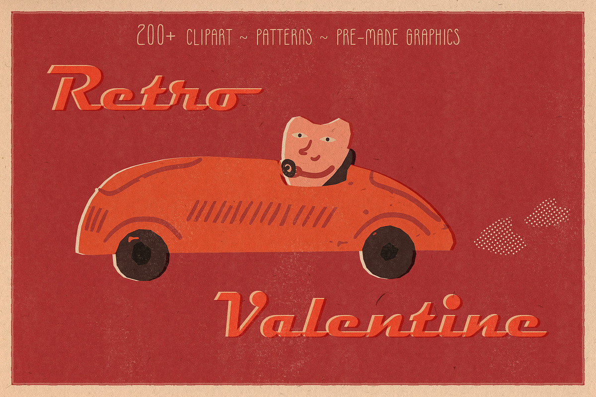 Retro Valentine clipart and graphics, a Decorative Illustration by Paper Cherry (Photo 1 of 23)
