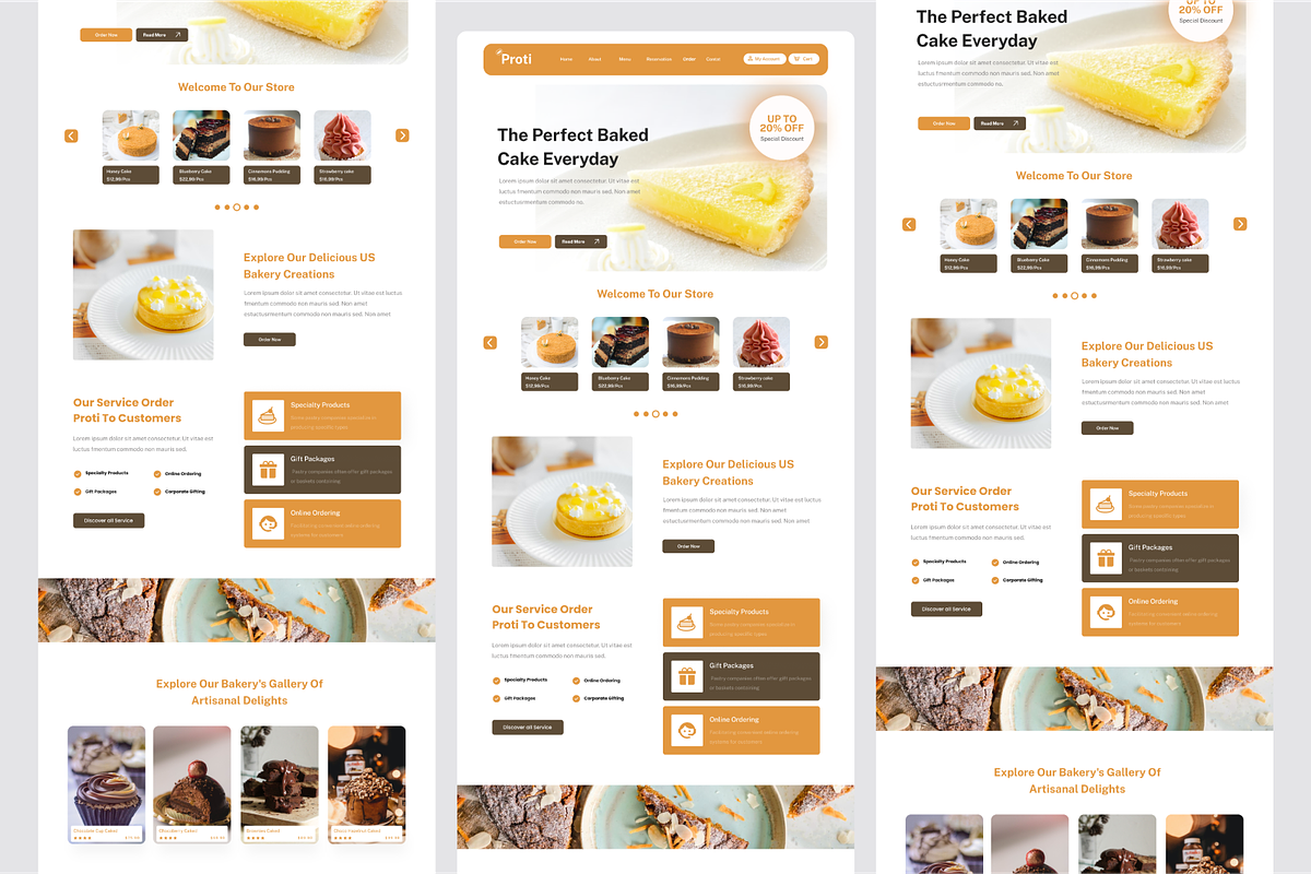 Proti - Bakery Shop Landing Page, a Landing Page Template by SquidPixey (Photo 5 of 5)