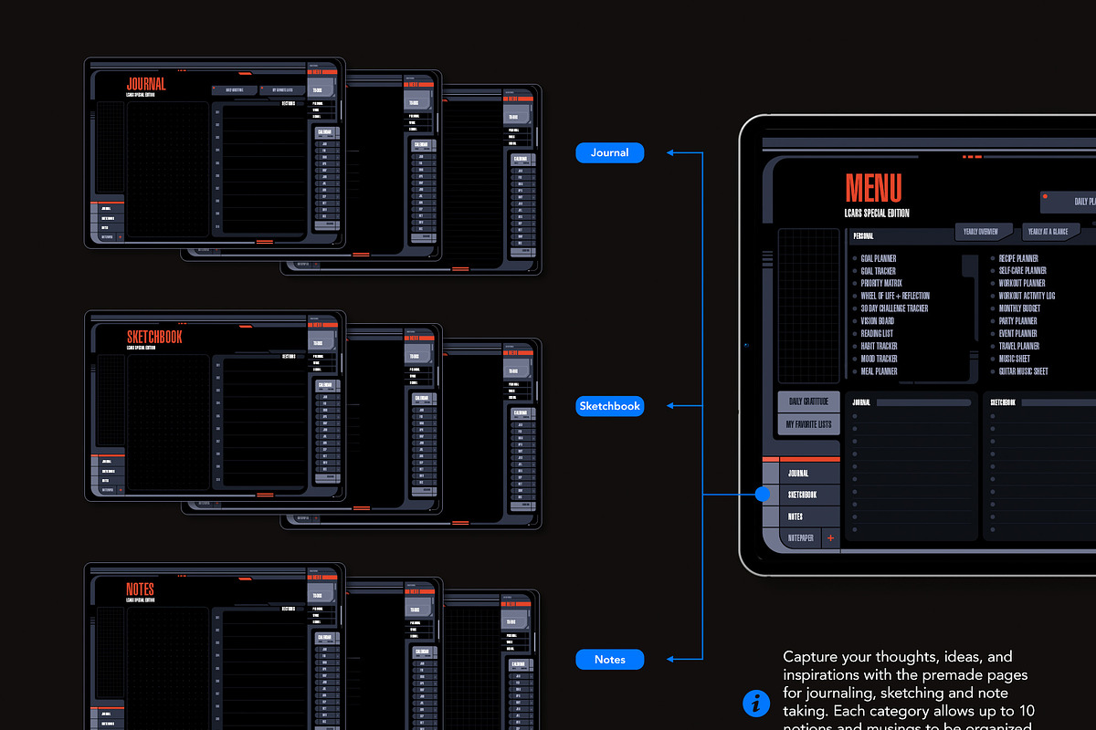 Life+ LCARS Undated Digital Planner, a Presentation Template by Bichin (Photo 6 of 9)