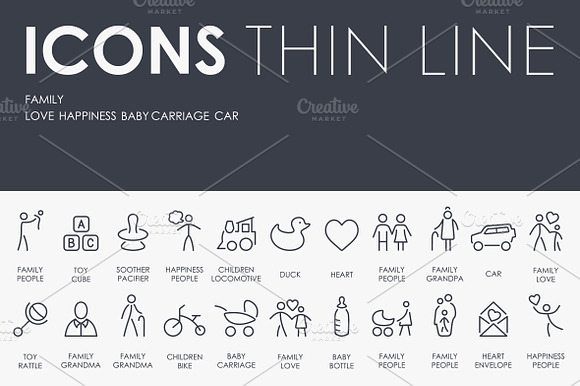 Family Thinline Icons