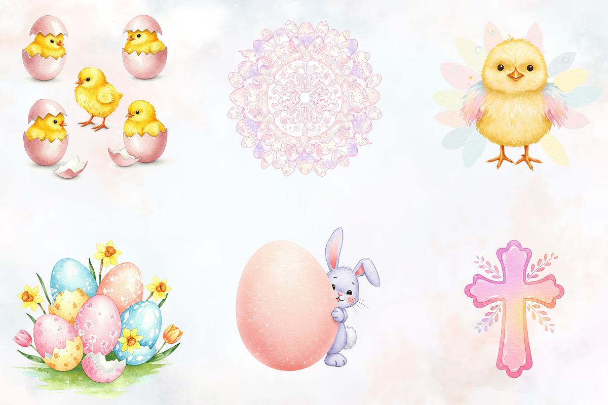 Pastel Brushstroke Easter PNG Bundle, an Illustration by RobertsArt (Photo 2 of 7)