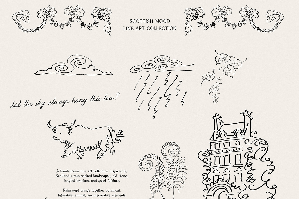 Rainswept Autumn Line Art Collection, an Object Illustration by Purple (Photo 3 of 15)