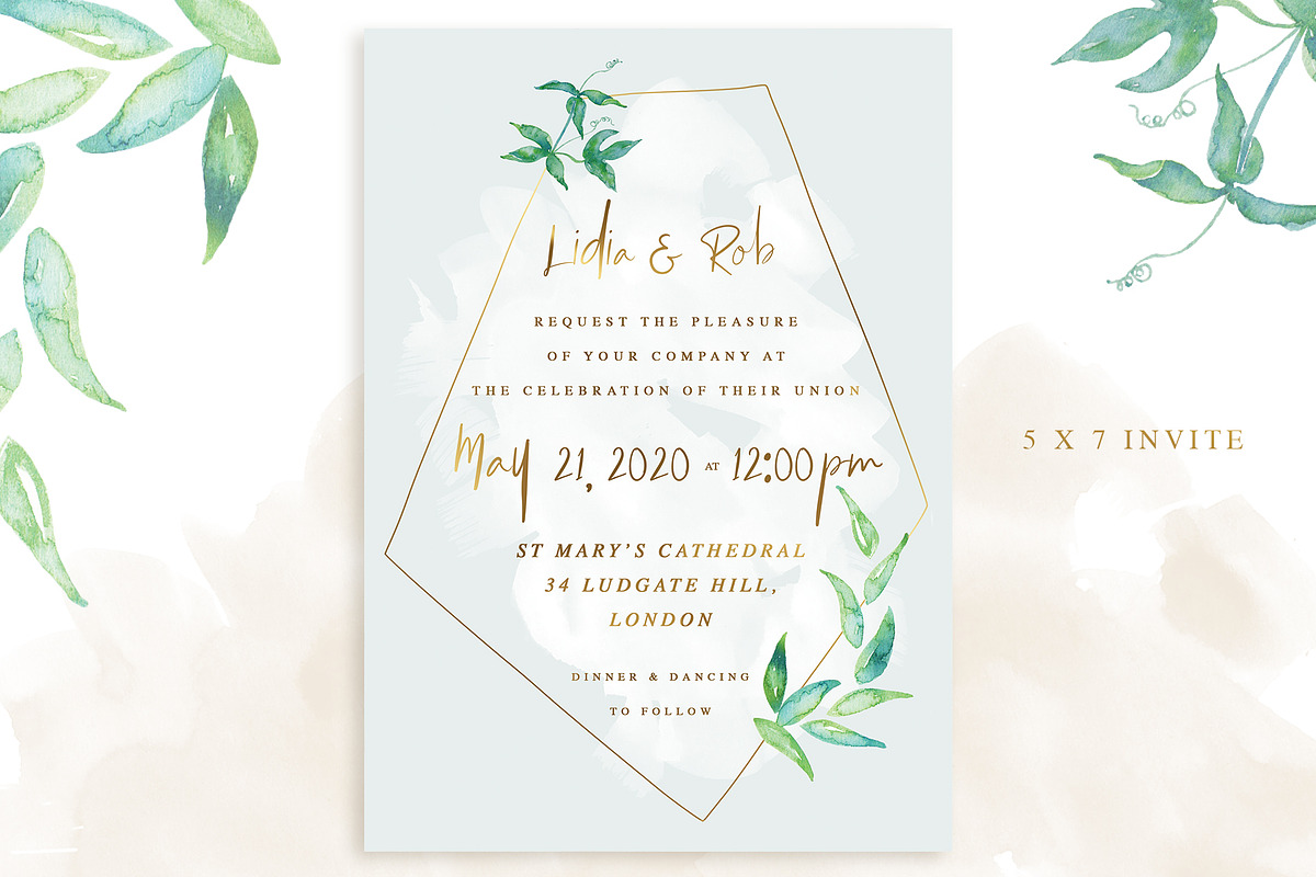 Botanical Wedding Invitation Suite, an Invitation Template by With Love Ethel (Photo 2 of 7)