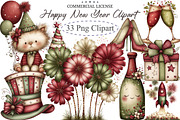Watercolor Happy New Year Clipart, an Illustration by designcity5 (Thumbnail 1 of 5)