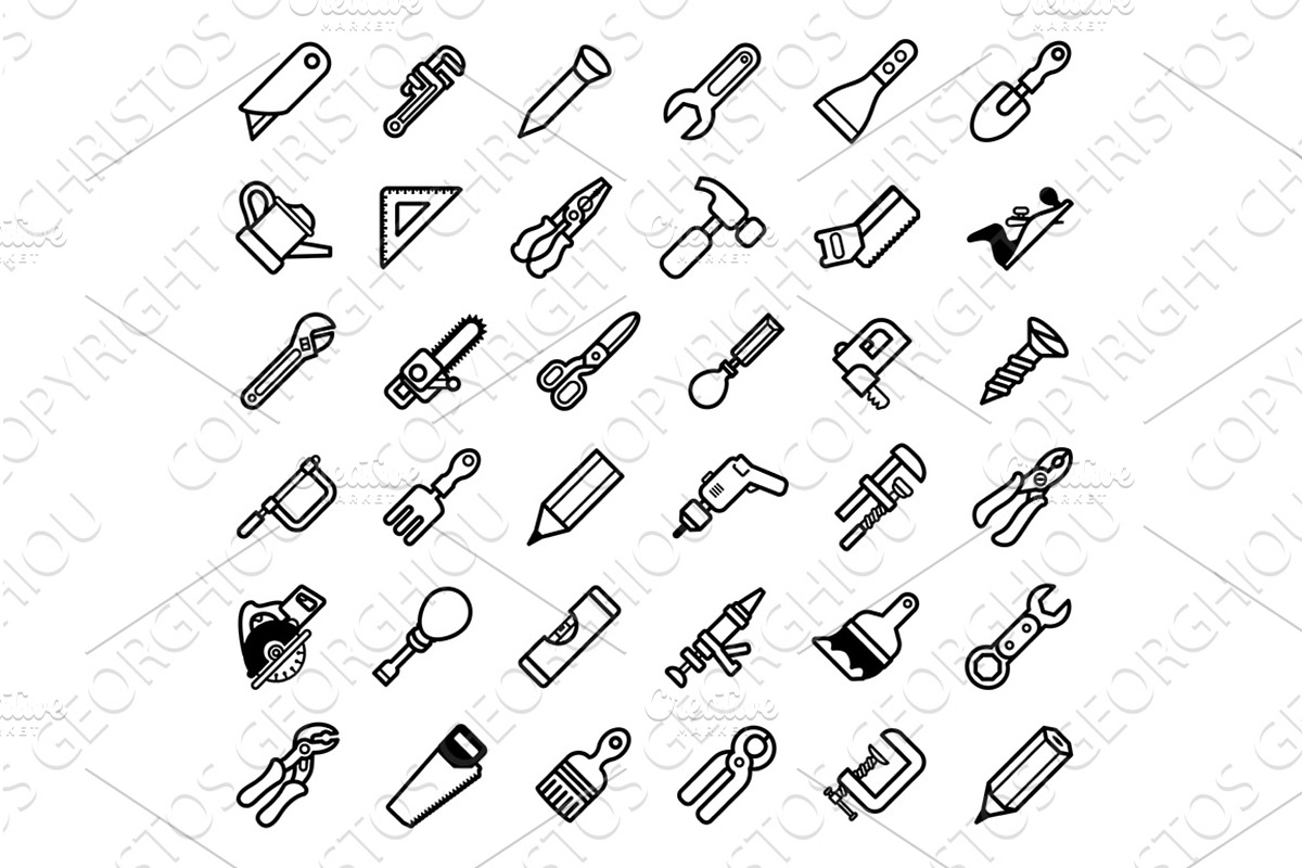 Tools Icon Tool Icons Set, an Illustration by Christos Georghiou
