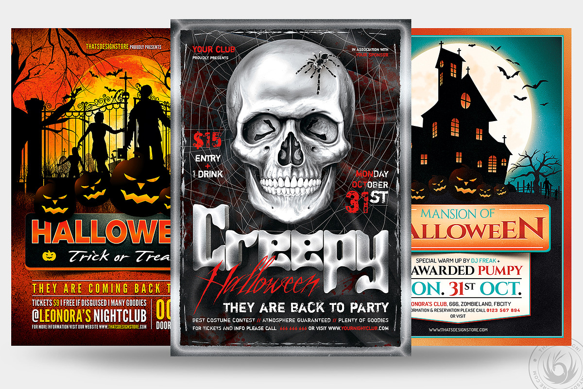 Halloween Flyer Bundle V7, a Flyer Template by ThatsDesignArt (Photo 1 of 7)