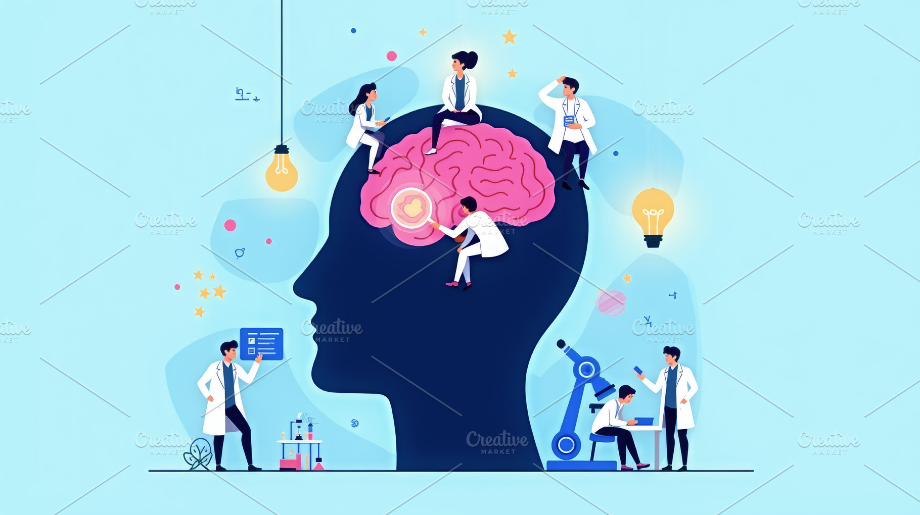 Brain Science: Illustration with Sci, a Health & Medical Photo by Perpis
