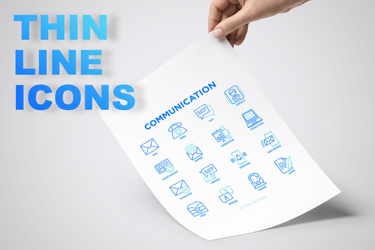 Communication | 16 Thin Line Icons, an Outline Icon by Alex Blogoodf (Photo 3 of 7)