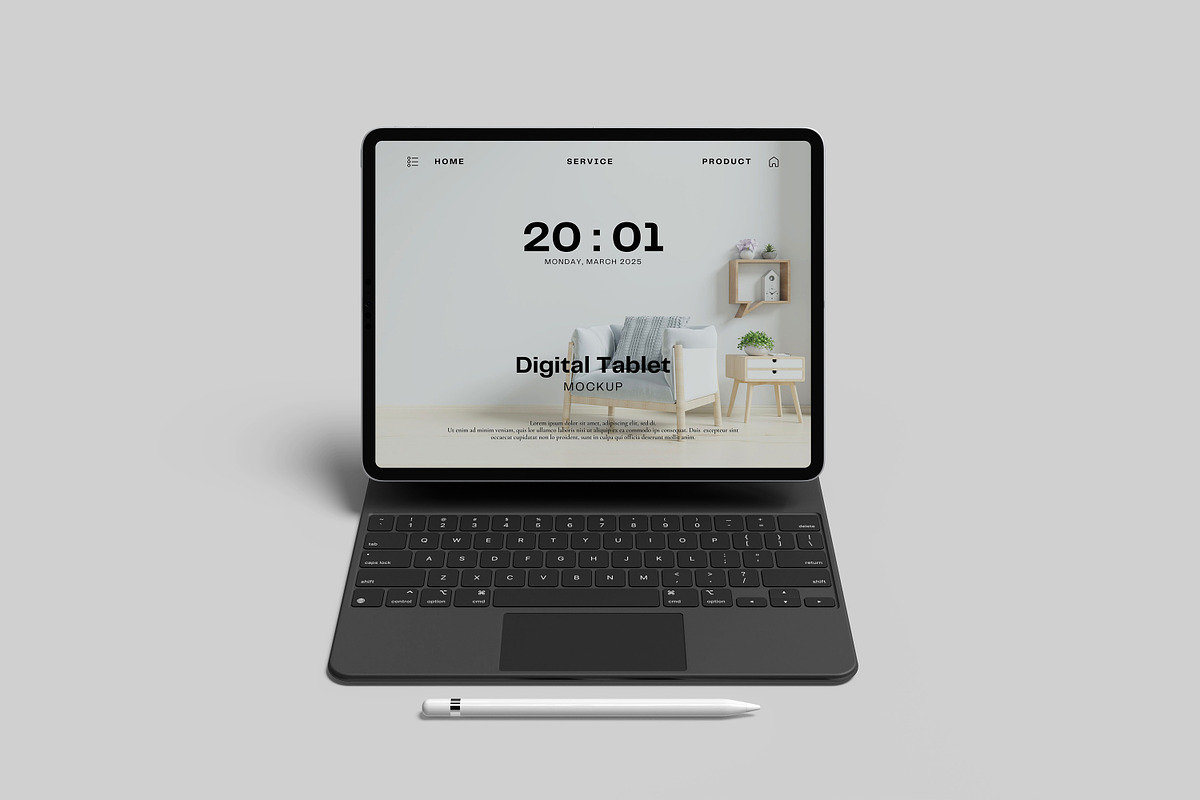 M1 Pad Pro With Keyboard Mockup, an iPad Mockup by mahremdesign (Photo 4 of 8)