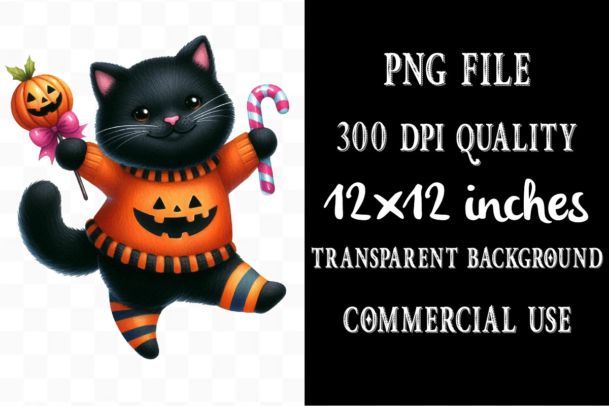 Funny Halloween Black Cat Clipart, an Illustration by Designking (Photo 4 of 4)