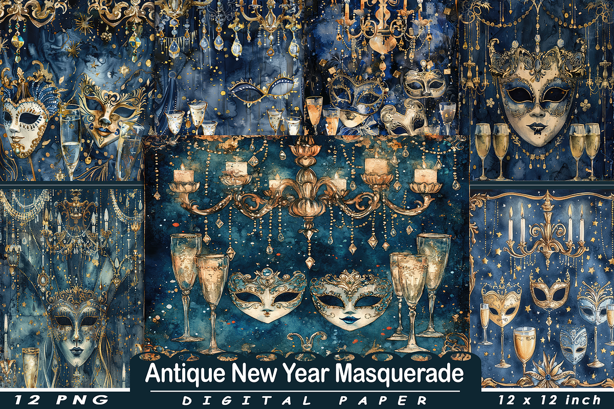 Antique New Year Masquerade, a Background Graphic by Printable Treasure (Photo 1 of 3)