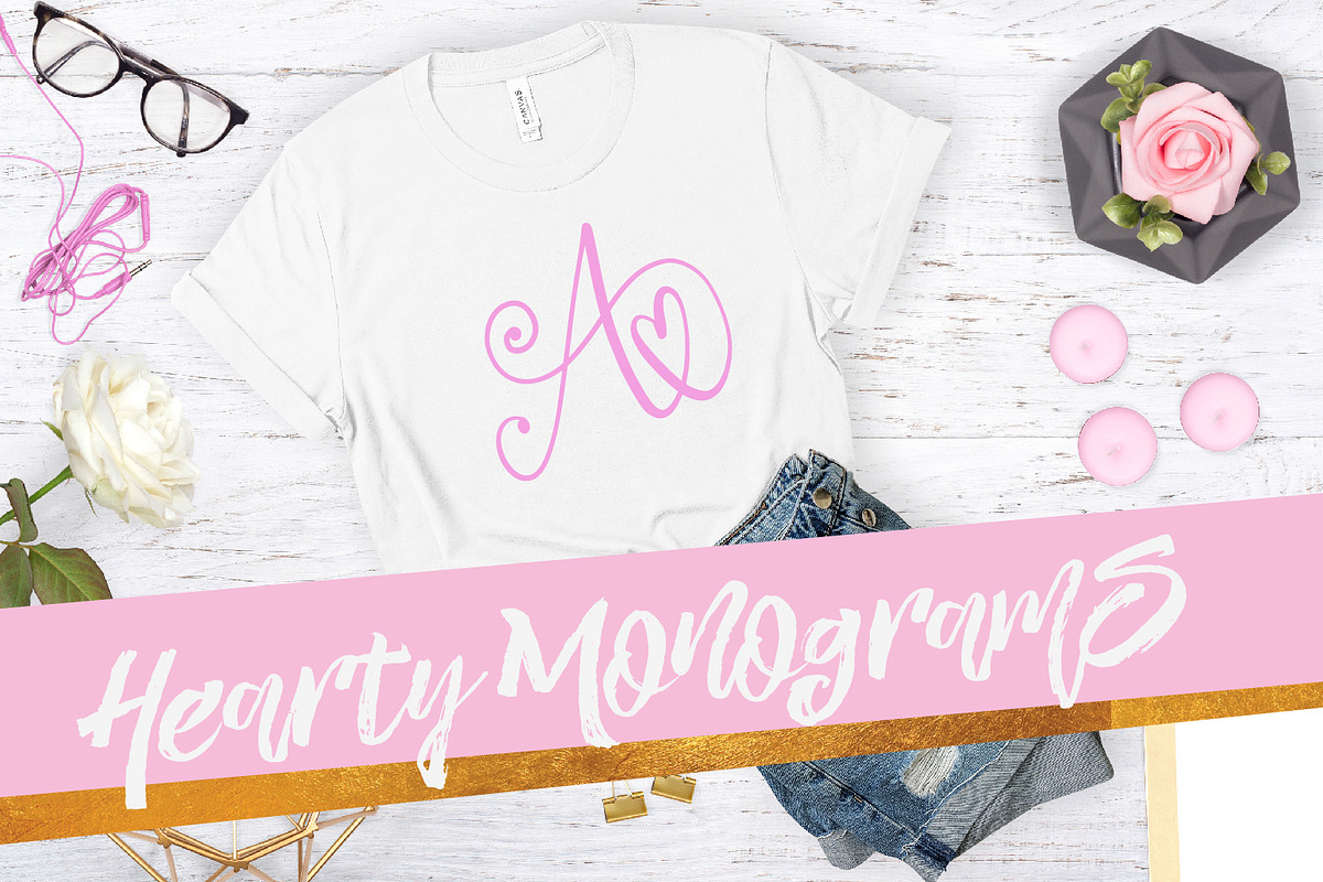 Hand Lettered Heart Monogram Font