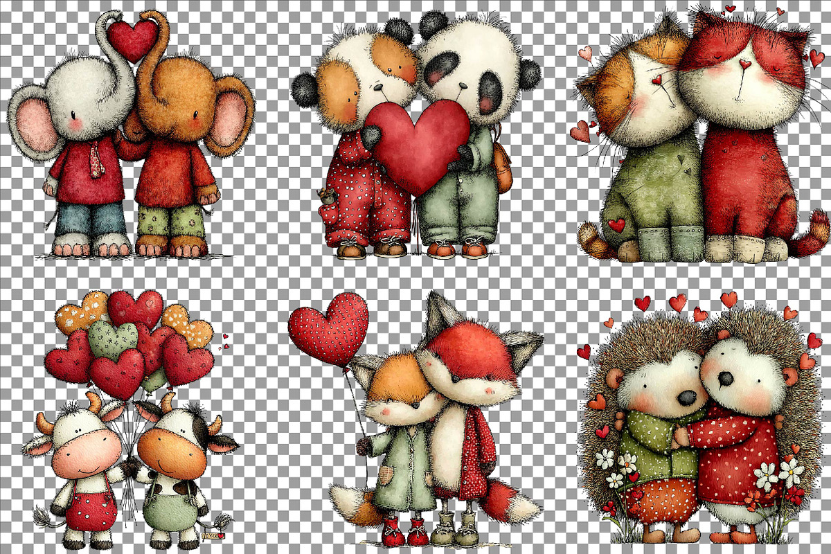 Whimsical Valentine Animal Couples C, an Illustration by Sublimation Artist (Photo 4 of 6)