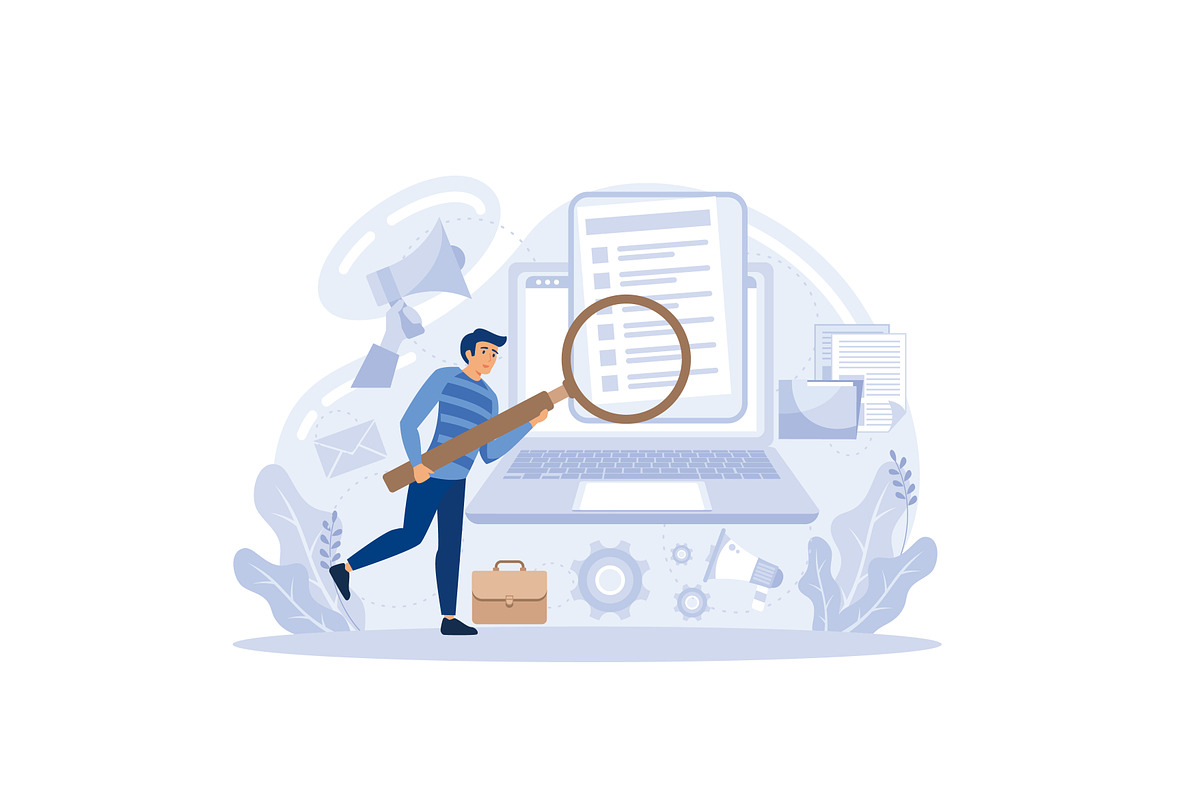 Businessmen with magnifier, a Work Illustration by alwie99d