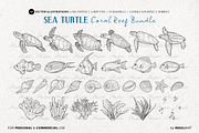 Sea Turtle Coral Reef Vector Art, an Animal Illustration by MadliArt (Thumbnail 3 of 4)
