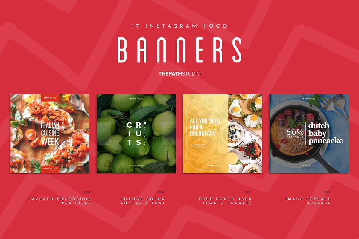 17 Instagram Food Banners, a Social Media Template by The Path (Photo 1 of 6)