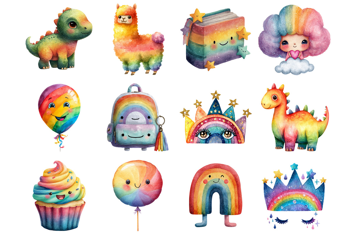 Cute Rainbow Character Clipart, a Graphic by CitraGraphics (Photo 3 of 4)