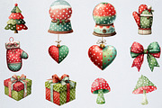 Whimsical Christmas Clipart, an Illustration by Watercolor design (Thumbnail 3 of 6)