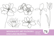 71 Flowers Continuous Line Set, a Decorative Illustration by Sunset&Sea Design (Thumbnail 1 of 8)