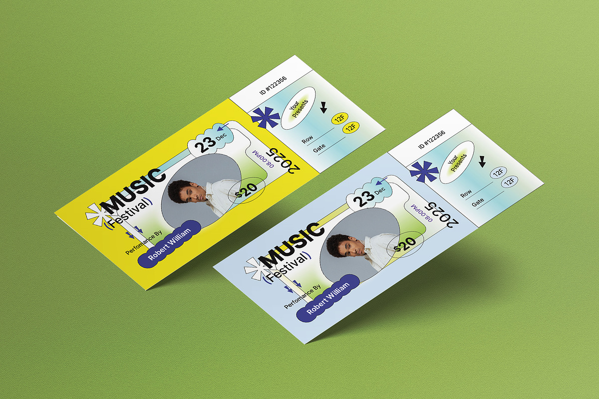 Y2K Music Festival Ticket, a Card Template by graphicook (Photo 1 of 3)