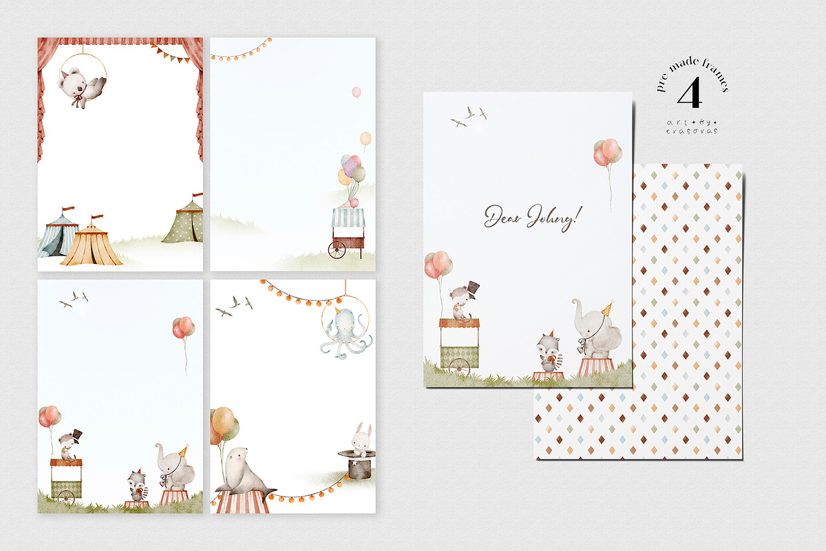 CIRCUS watercolor illustrations, an Animal Illustration by erasovas (Photo 9 of 10)