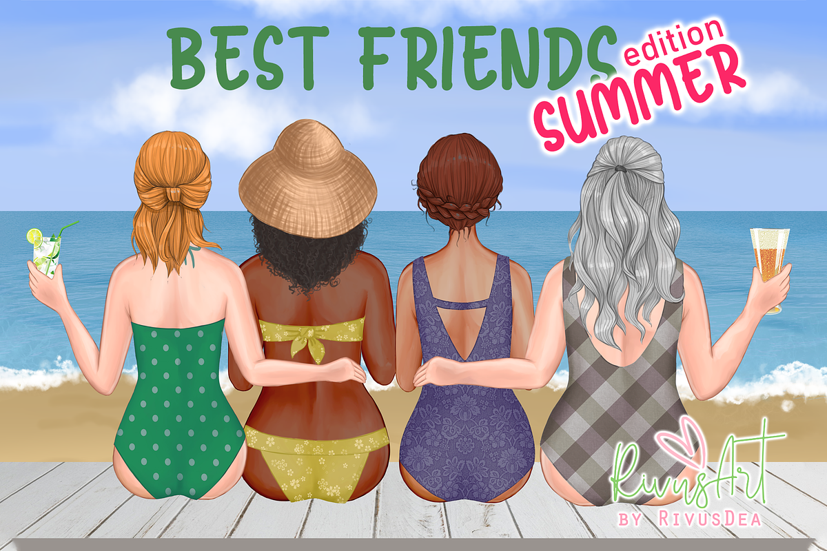 Best friends clipart. Summer besties, a Person Illustration by RivusArt (Photo 7 of 11)