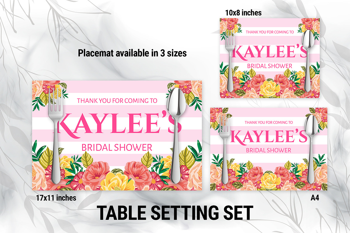Flower Stripes Table Setting Set, a Templates & Theme by DickyJiang Illustrations (Photo 3 of 3)