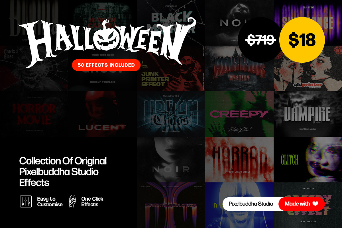 Halloween Photoshop Effects Bundle, a Layer Style Add-On by pixelbuddha.net (Photo 1 of 53)