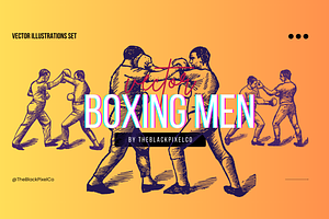 Boxing Men From 1950's. Vector Pack