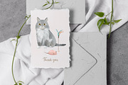 Watercolor Cats Сlipart, Funny Cats, an Object Graphic by ArtGiftsStudio (Thumbnail 4 of 4)