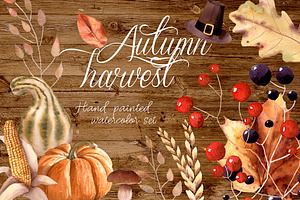 Autumn Harvest Watercolor Clipart