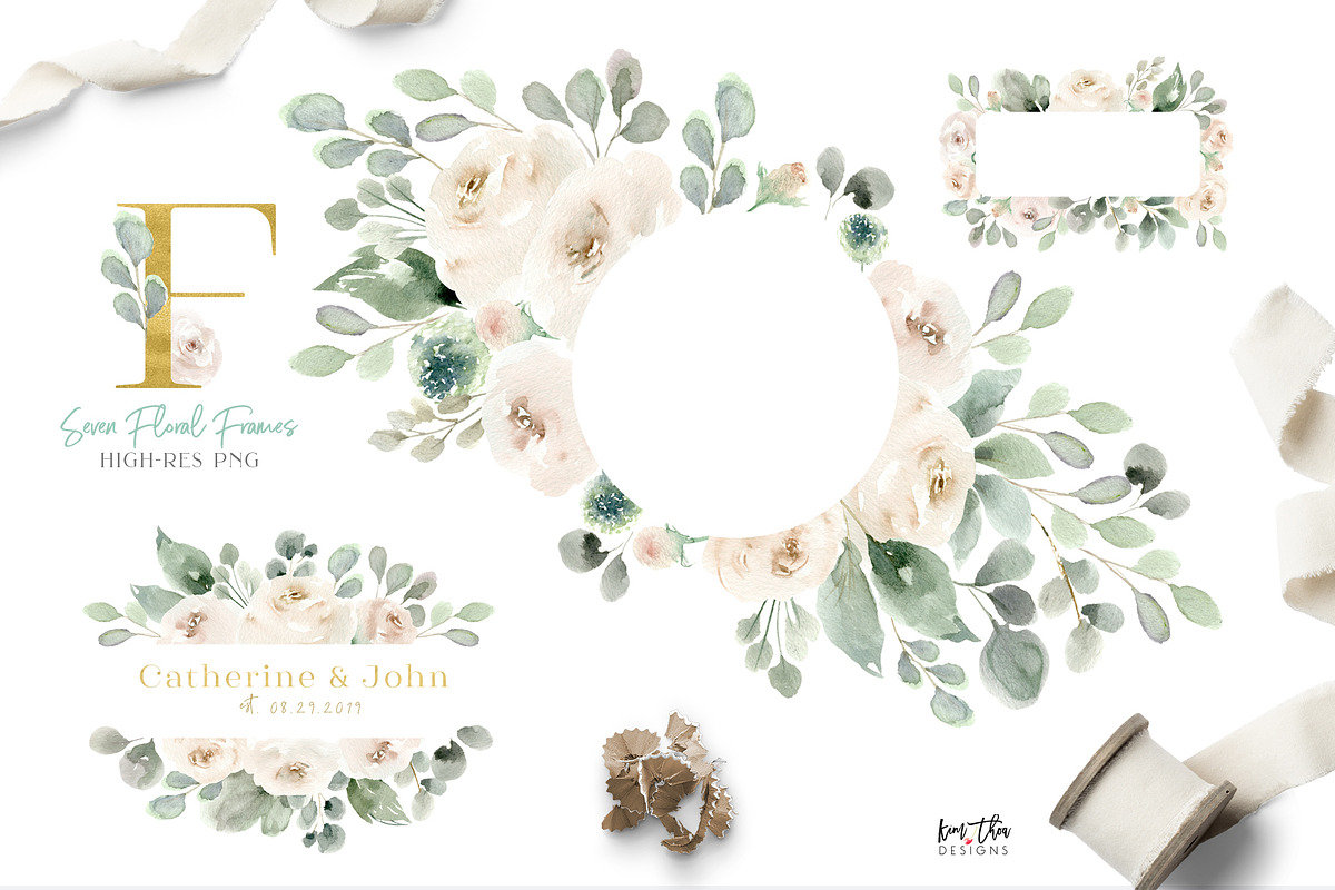 White Flowers with Greenery, an Illustration by Kim Thoa Designs (Photo 3 of 9)