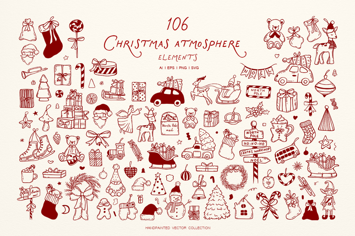 Whimsical Set Cozy Christmas, a Seasonal Illustration by ViktoriyaD (Photo 3 of 20)