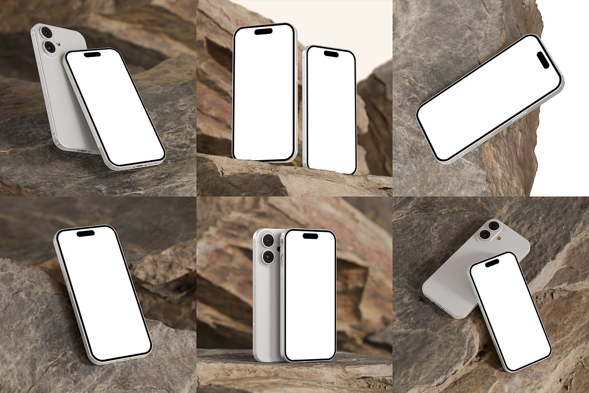 iPhone 16 Mockup with Rock – 6 PSD, an iPhone Mockup by Muhazdinata (Photo 8 of 8)