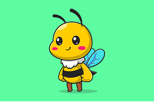 Cute Bee Standing Cartoon, an Animal Illustration by Catalyst Labs