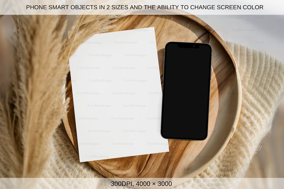 Neutral Card and Phone Mockup, an Advertising Mockup by TatiMockup (Photo 2 of 3)