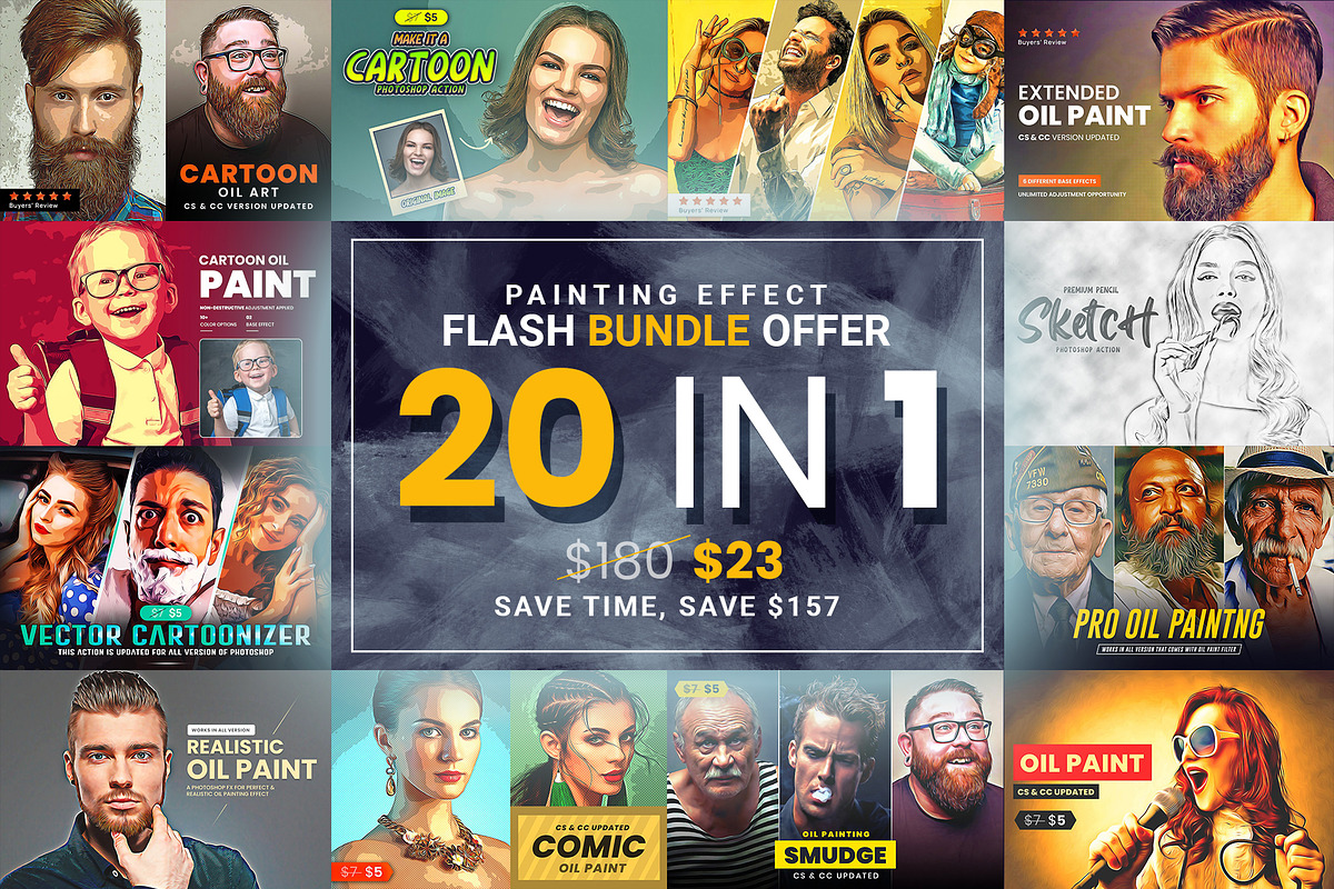 BUNDLE! 20 in 1 Oil Painting Effect, an Action Add-On by U_Design (Photo 2 of 22)