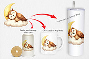 Sleepy Owl Cloud Clipart, a Graphic by Artnoy (Thumbnail 4 of 5)