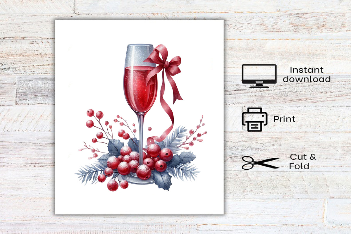 Watercolor Christmas Red Wine, an Illustration by Canvas Craft (Photo 7 of 7)
