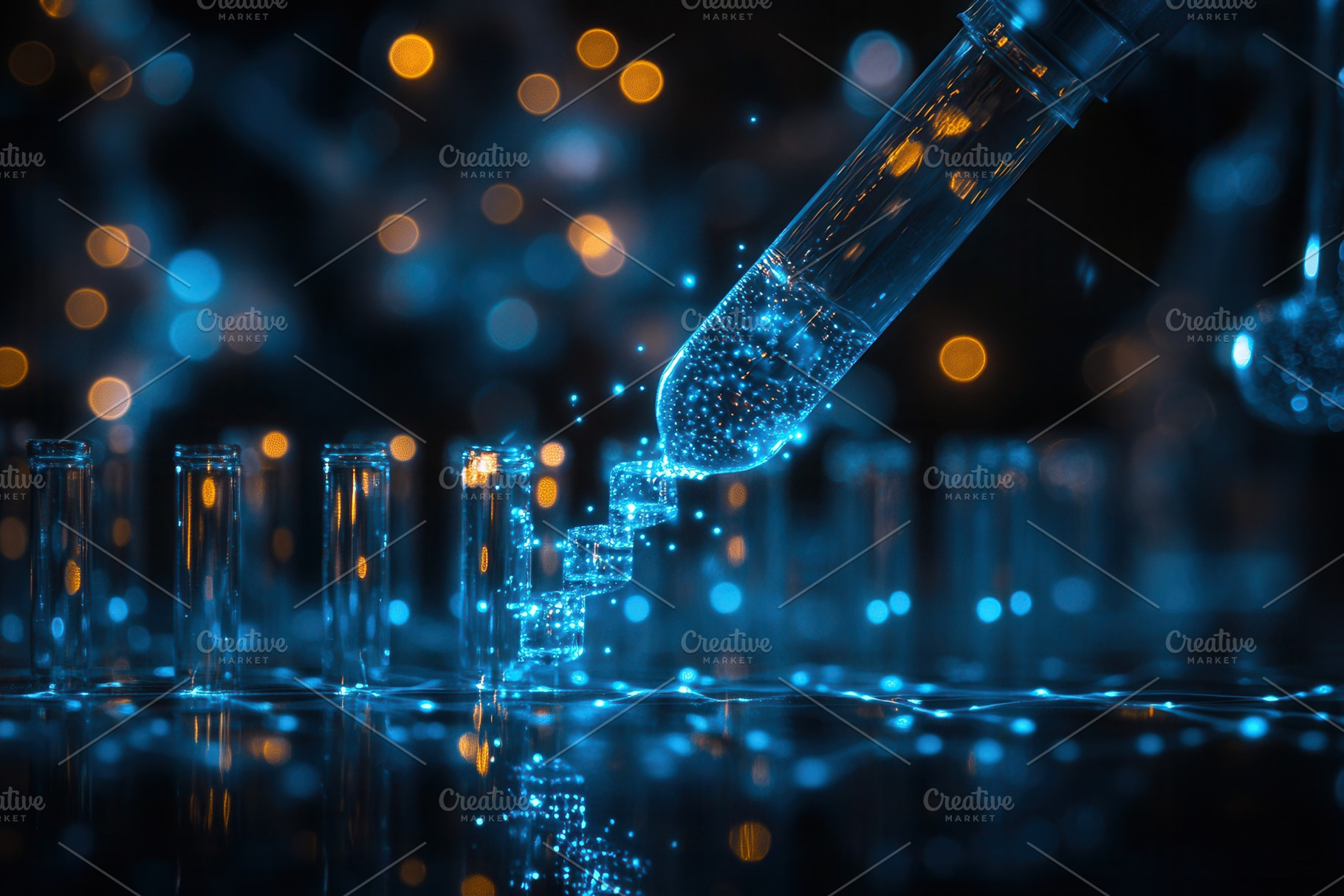 Detailed depiction of a pipette disp, a Photo by Tanuart