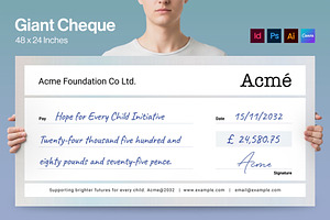 Giant Cheque / Check Template, a Stationery Template by BrandPacks