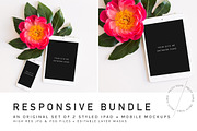 Floral Mobile Responsive Mockup, an iPad Mockup by Pretty Techie (Thumbnail 1 of 4)