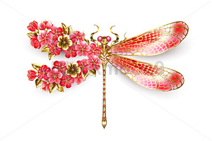 Flower Dragonfly With Jewelry Sakura