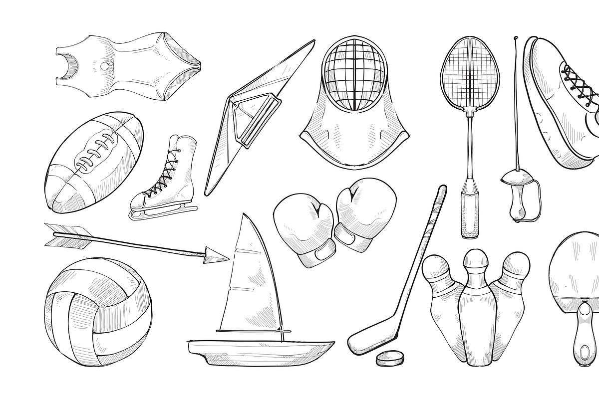 sports handdrawn collection, an Object Graphic by nikagraphic