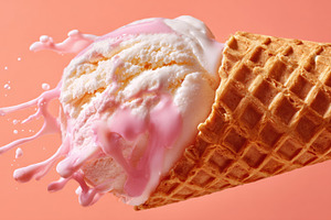 Delicious ice cream cone with splash, a Photo by Beautiful things