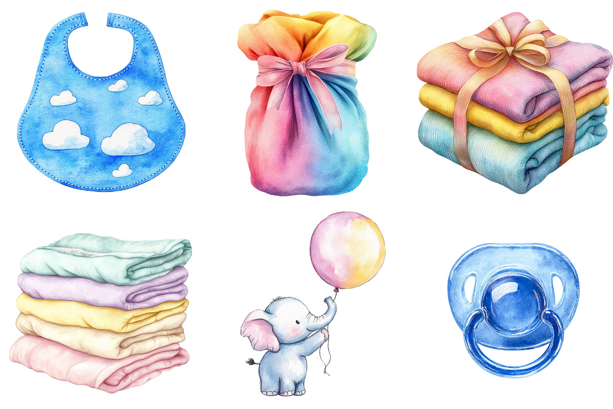 Baby Shower Clipart Bundle, an Illustration by Watercolor design (Photo 4 of 4)