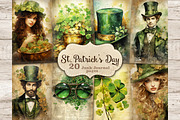 St. Patrick's Day Junk Journal Paper, a Seasonal Illustration by GlamArtZhanna (Thumbnail 1 of 10)