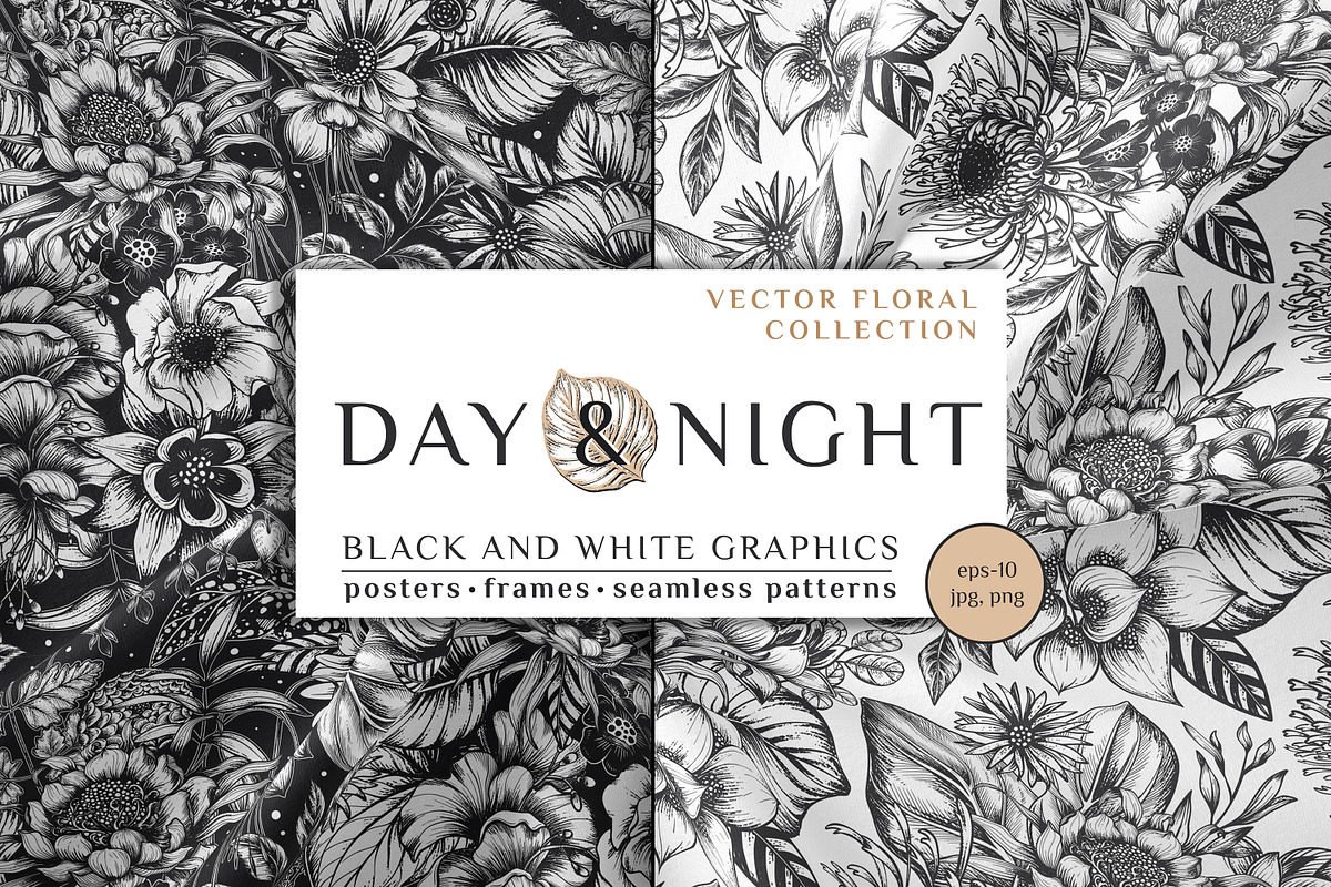 Day and Night. Vector Floral Set, a Pattern Graphic by Molly art (Photo 1 of 14)
