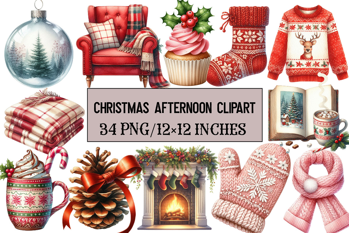 Christmas Afternoon Clipart, an Illustration by Design Market (Photo 1 of 5)